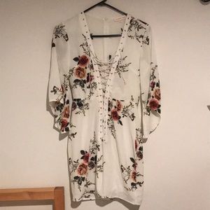 Floral mini lace up dress